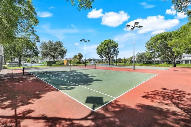a garden view with a seating space
