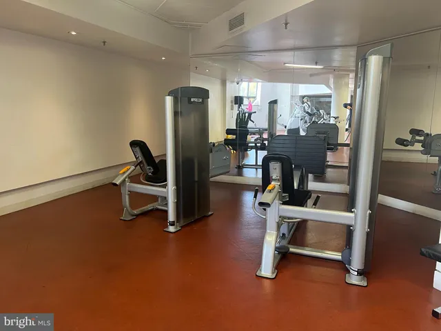 a view of a room with gym equipment