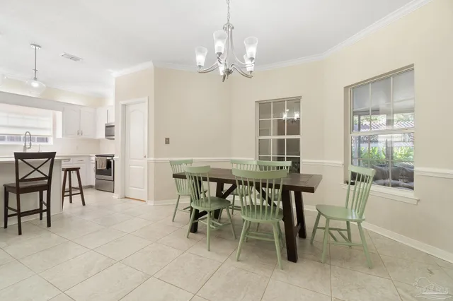 a dining room well furnished