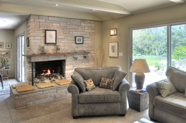 2280 Las Canoas Road Santa Barbara, CA 93105 - Photo 7 of 12 a living room with furniture and a fireplace