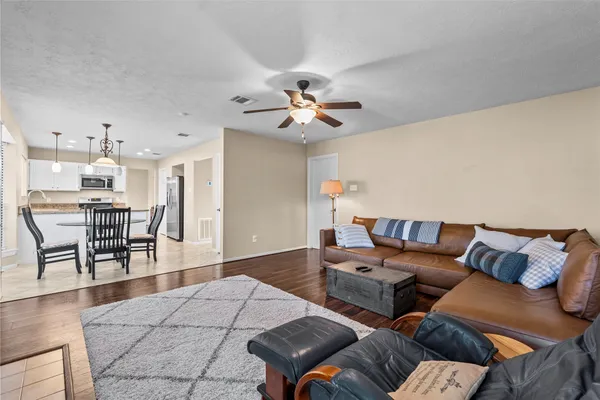 a living room with furniture