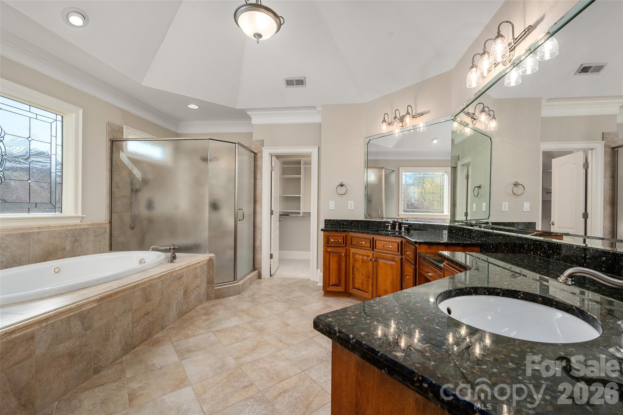 406 Belo Court Fort Mill, SC 29715 - Photo 31 of 46 a bathroom with a granite countertop sink and a mirror