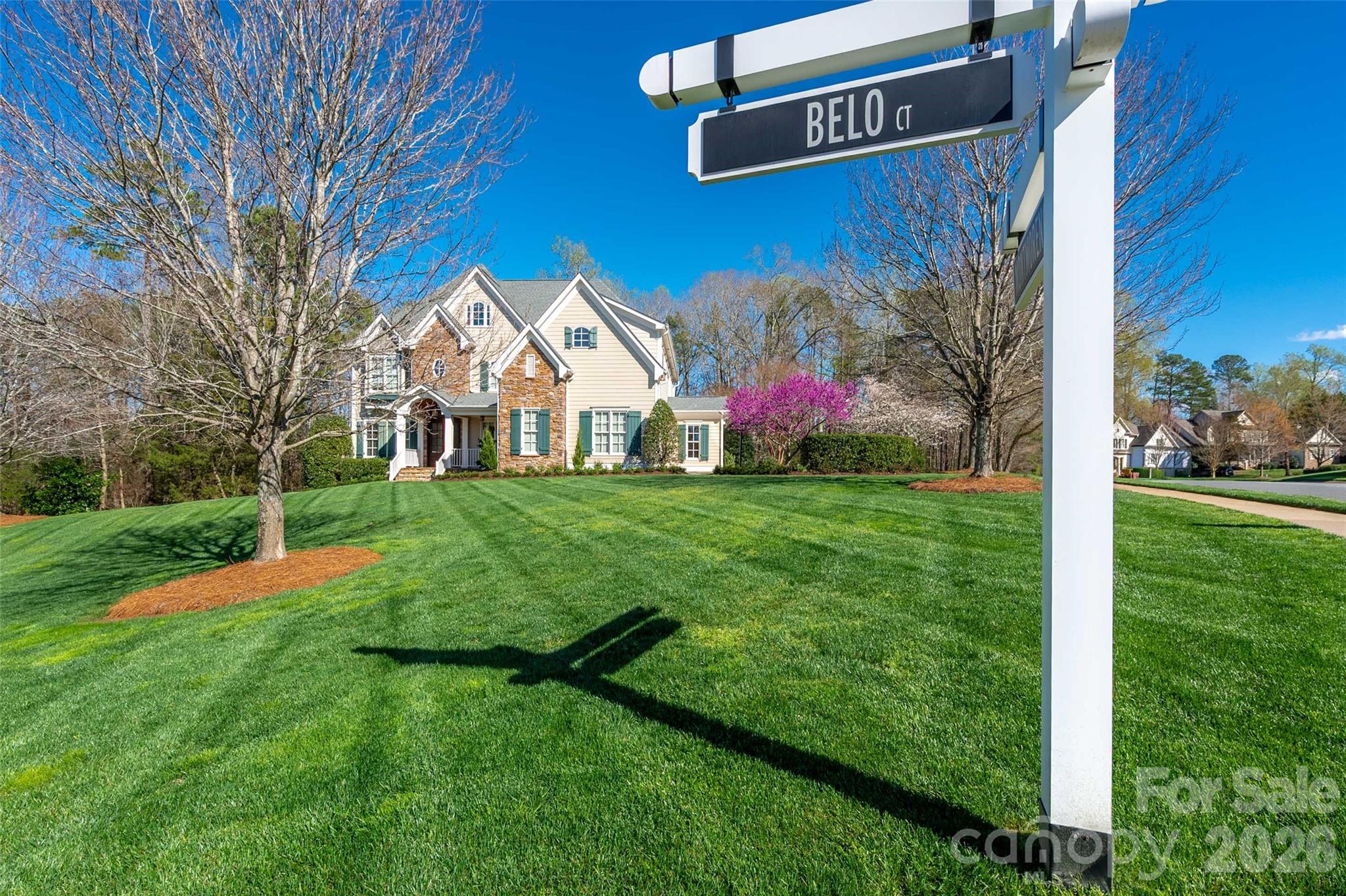 406 Belo Court Fort Mill, SC 29715 - Photo 46 of 46 a view of a white house with a big yard and large trees