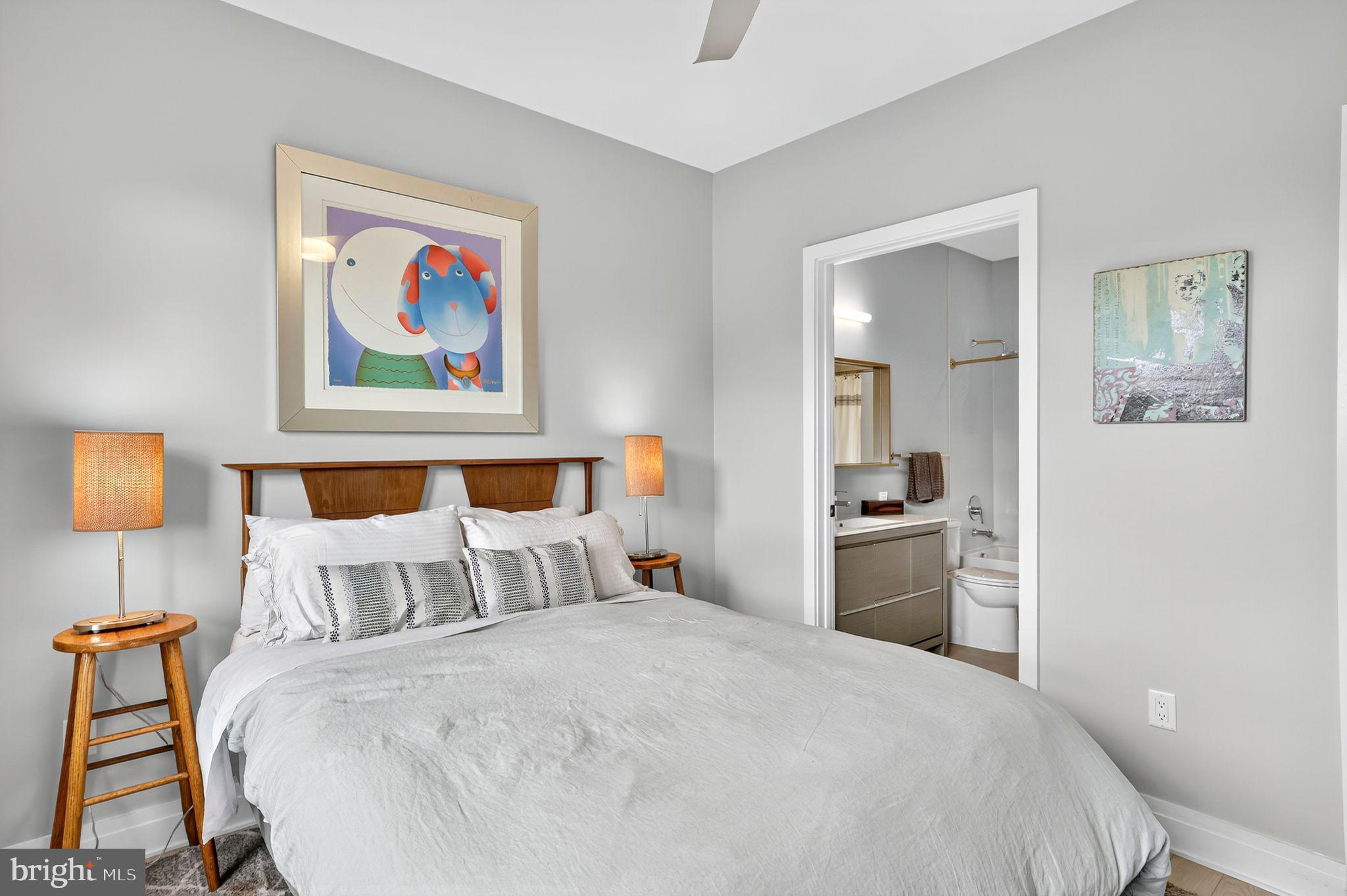 900 11th Street Southeast, Unit 308 Washington, DC 20003 - Photo 15 of 36 a bedroom with bed and cupboard