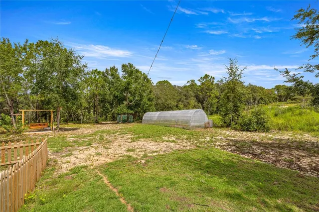 a view of a yard with a tree