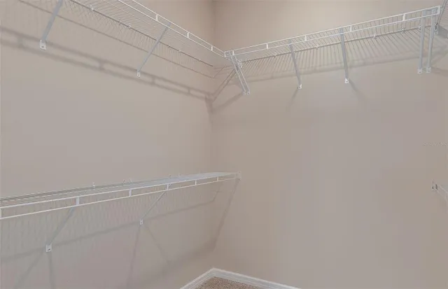 a view of a room with racks on the wall