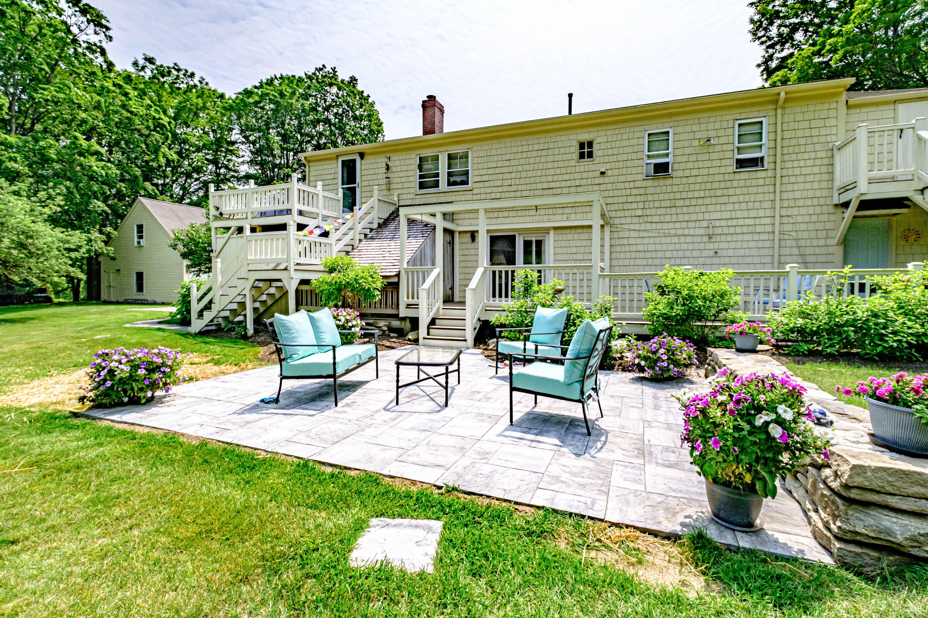 281 Greely Road Cumberland, ME 04021 - Photo 2 of 120 Rear patio with stairs to Unit 2