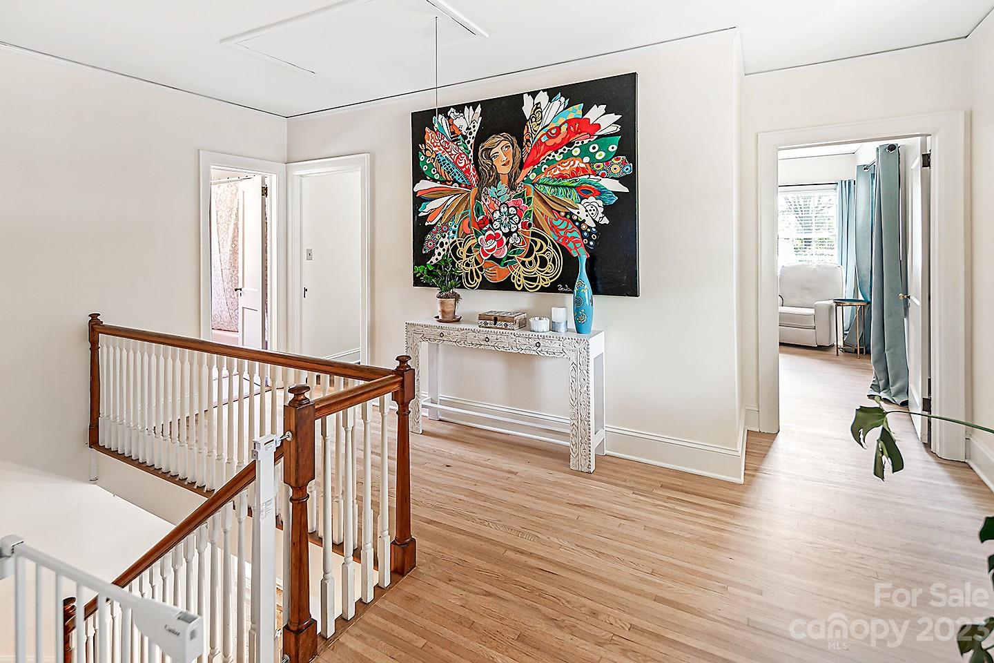 1601 South Wendover Road Charlotte, NC 28211 - Photo 28 of 43 a view of a hallway with wooden floor and staircase