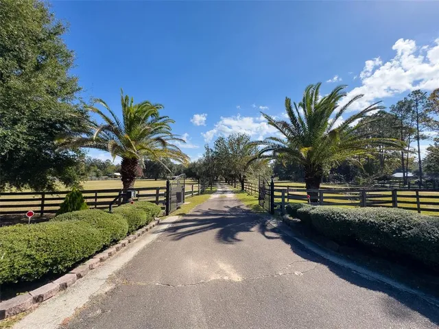 a view of park with trees in the background