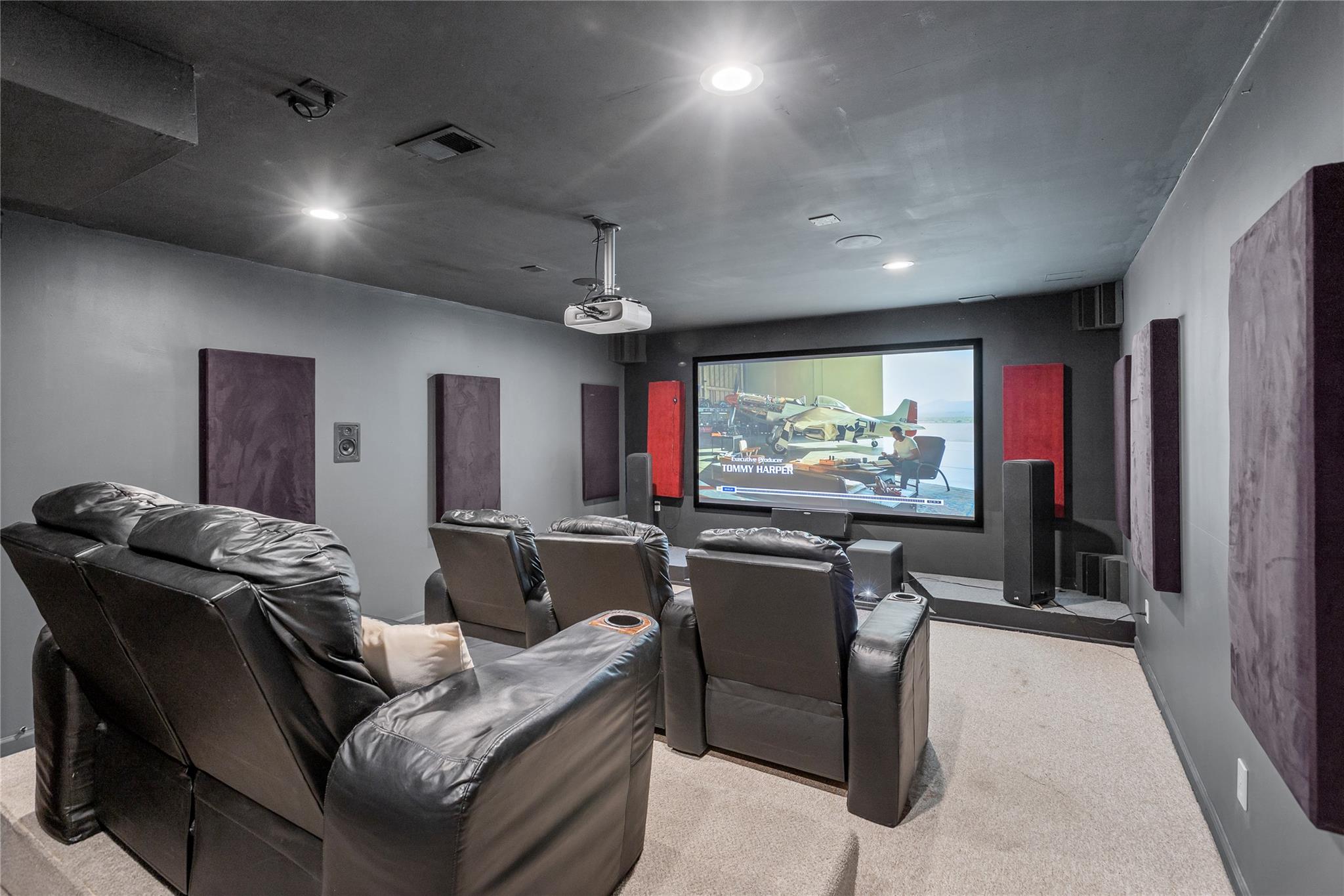 265 Hidden Acres Path Wading River, NY 11792 - Photo 24 of 46 Home theater with recessed lighting and light carpet