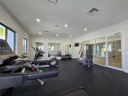 a view of a room with gym equipment