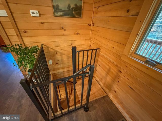 a view of wooden staircase