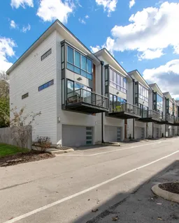 a view of a street with building