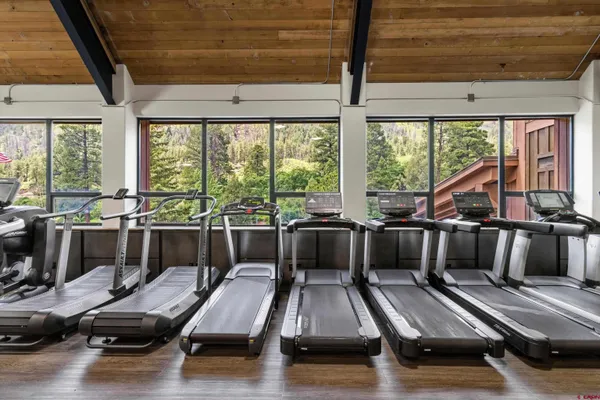 a view of a room with gym equipment