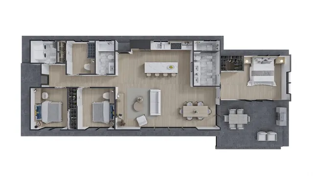 a black and white photo of a living room