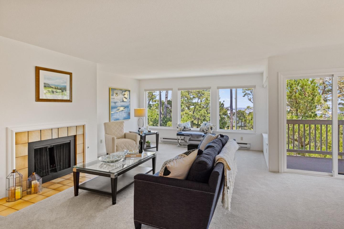 43 Shepherd's Knoll Pebble Beach, CA 93953 - Photo 2 of 34 a living room with furniture and a fireplace