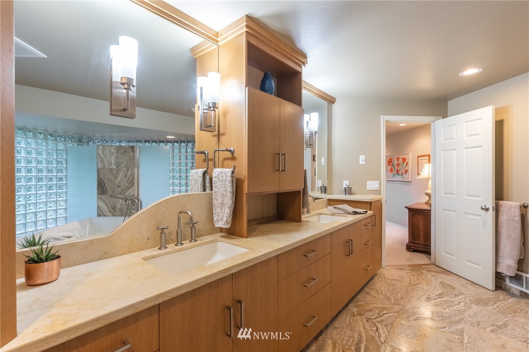 5524 Knight Road Bellingham, WA 98226 - Photo 12 of 34 a bathroom with a double vanity sink mirror and shower