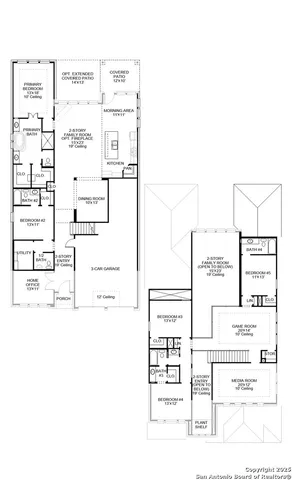 an aerial view of a house with garden space and outdoor seating
