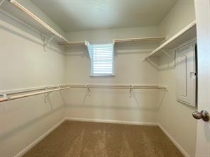 213 Saide Street Georgetown, TX 78626 - Photo 24 of 32 Spacious walk-in closet featuring extensive shelving and hanging rods