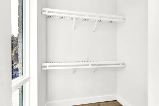 a close up view of racks on the wall