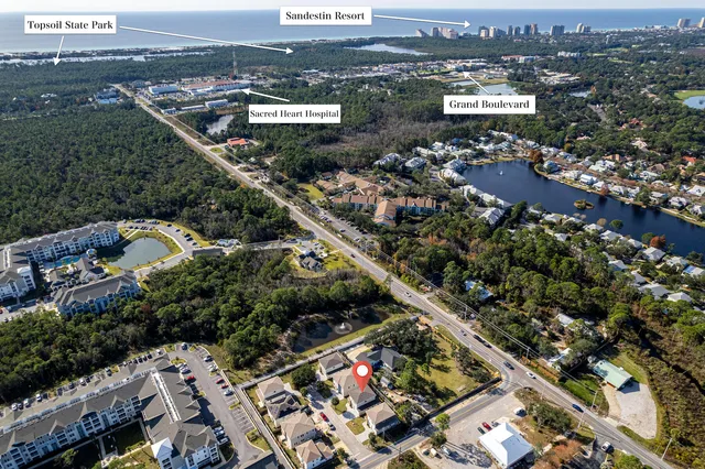 an aerial view of multiple house