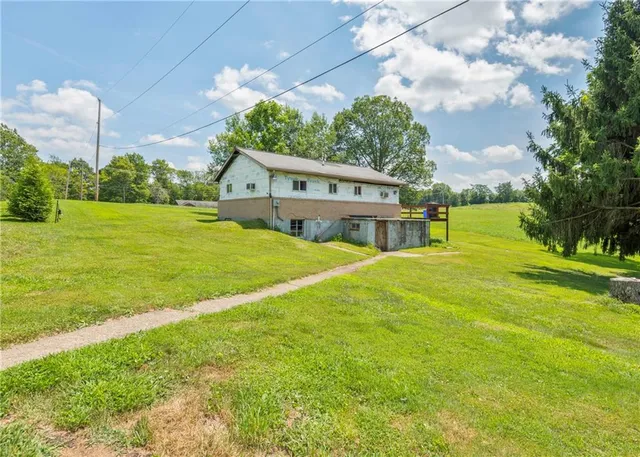 a view of a park with slide