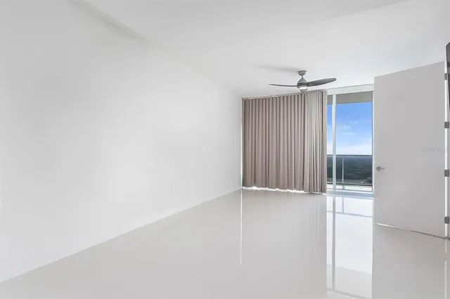 an empty room with windows