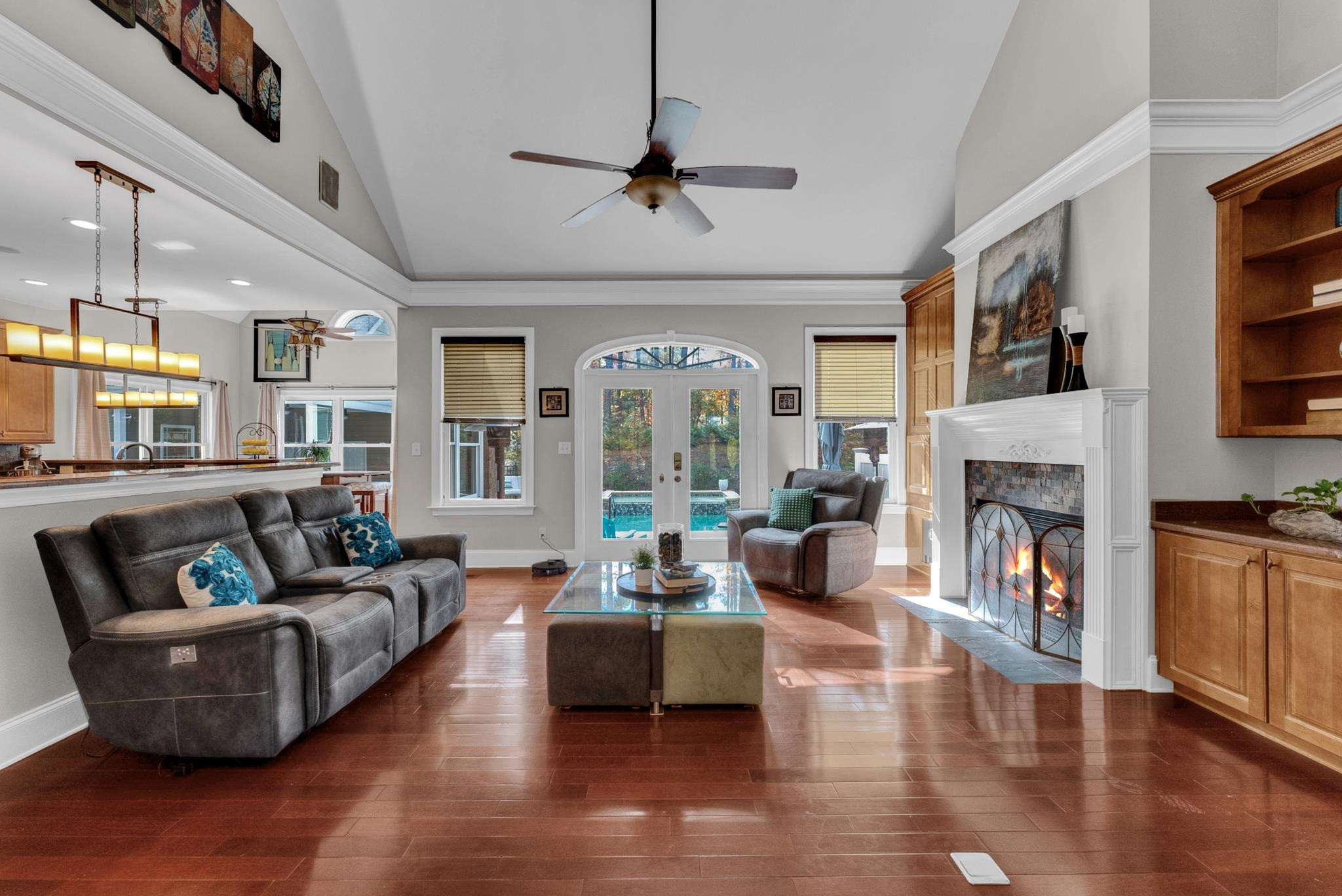 118 Citation Circle Durham, NC 27704 - Photo 15 of 67 a living room with fireplace furniture and a large window