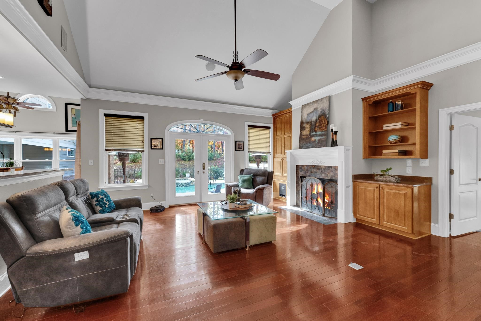 118 Citation Circle Durham, NC 27704 - Photo 17 of 67 a living room with fireplace furniture and a wooden floor