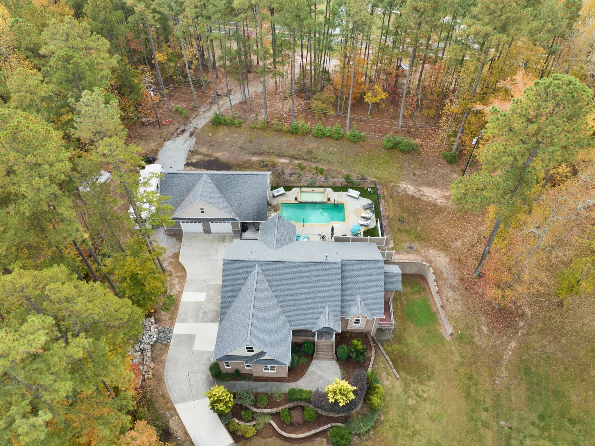 118 Citation Circle Durham, NC 27704 - Photo 63 of 67 an aerial view of a house with yard swimming pool and outdoor seating