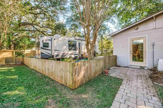 a view of a door with a house