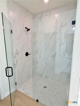 a bathroom with a bathtub