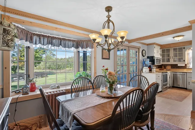 a view of a dining room and livingroom view