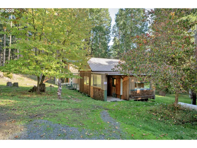 a view of a house with a big yard and large tree