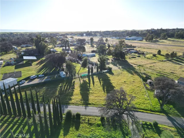 an aerial view of a town with residential houses