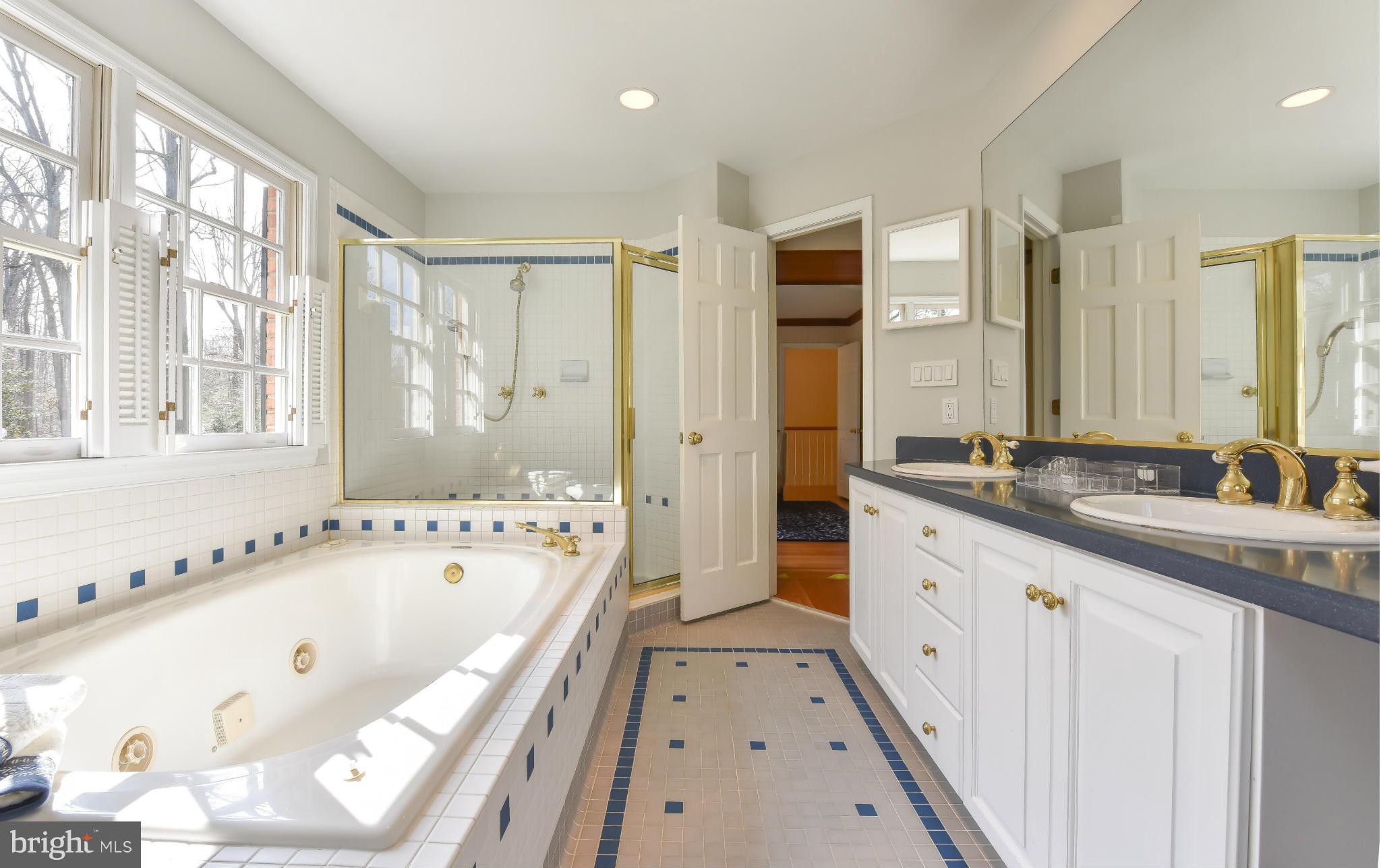7704 Burford Drive McLean, VA 22102 - Photo 18 of 30 a bathroom with a bathtub sink and mirror