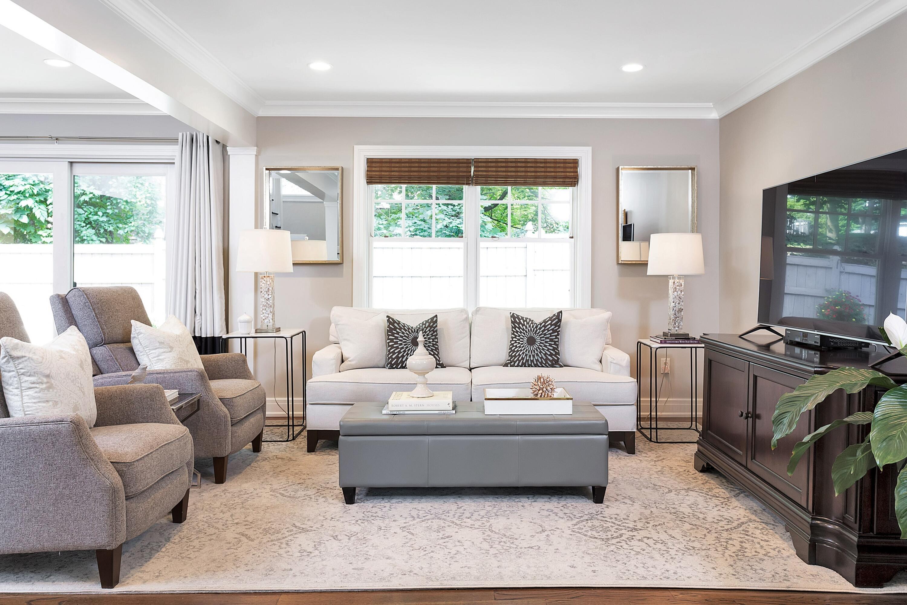 2 Cedar Gate Road Darien, CT 06820 - Photo 5 of 42 a living room with furniture and a flat screen tv