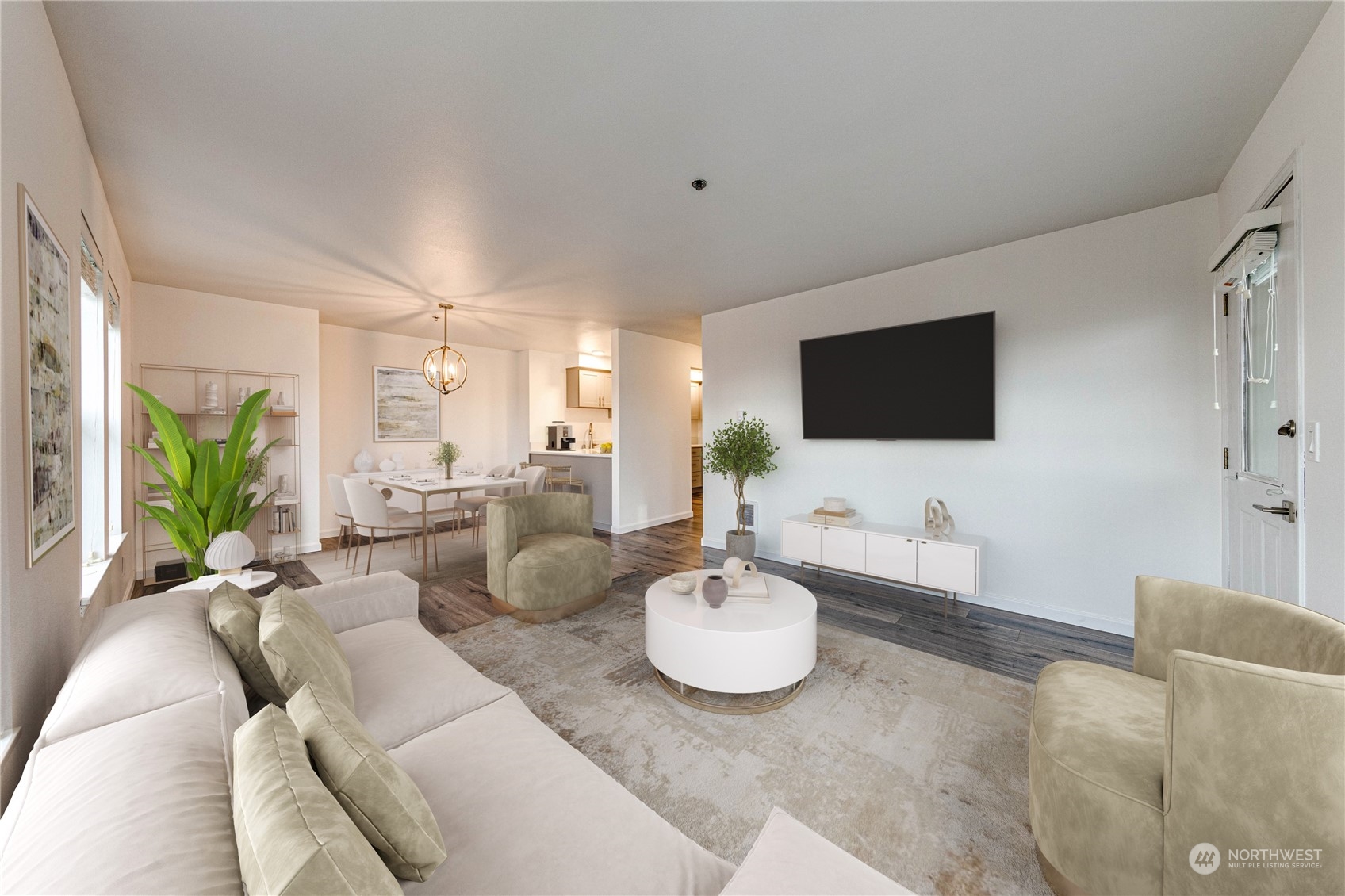 2219 Rucker Avenue, Unit 202 Everett, WA 98201 - Photo 2 of 28 a living room with furniture and a flat screen tv