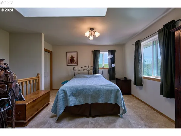 a bedroom with a bed window and a dresser