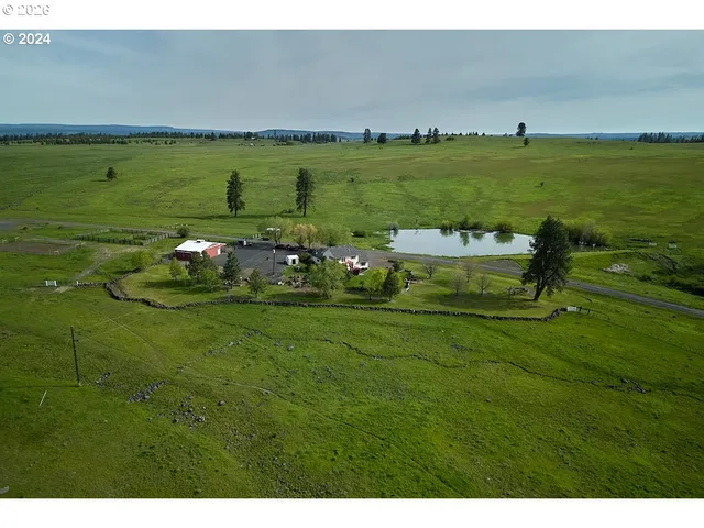 a aerial view of a house with a yard and lake view