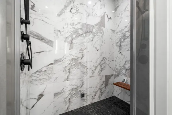 a bathroom with a shower