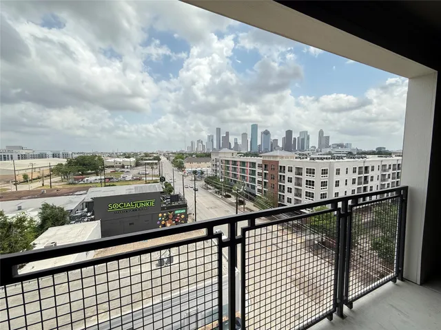 a view of city from a balcony