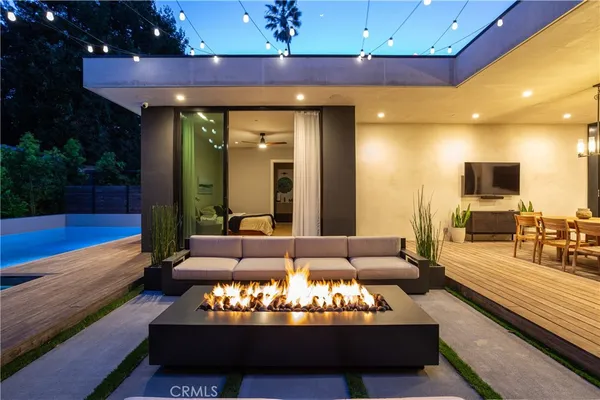 a view of a lobby with furniture