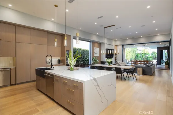 a kitchen with lots of counter top space