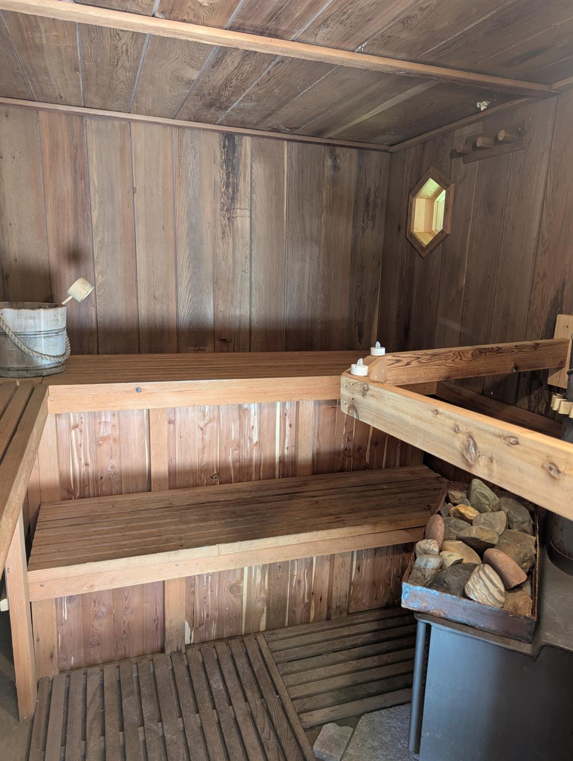 6105 Little Mountain Road Somerset, CA 95684 - Photo 17 of 21 sauna featuring wooden walls and wood ceiling