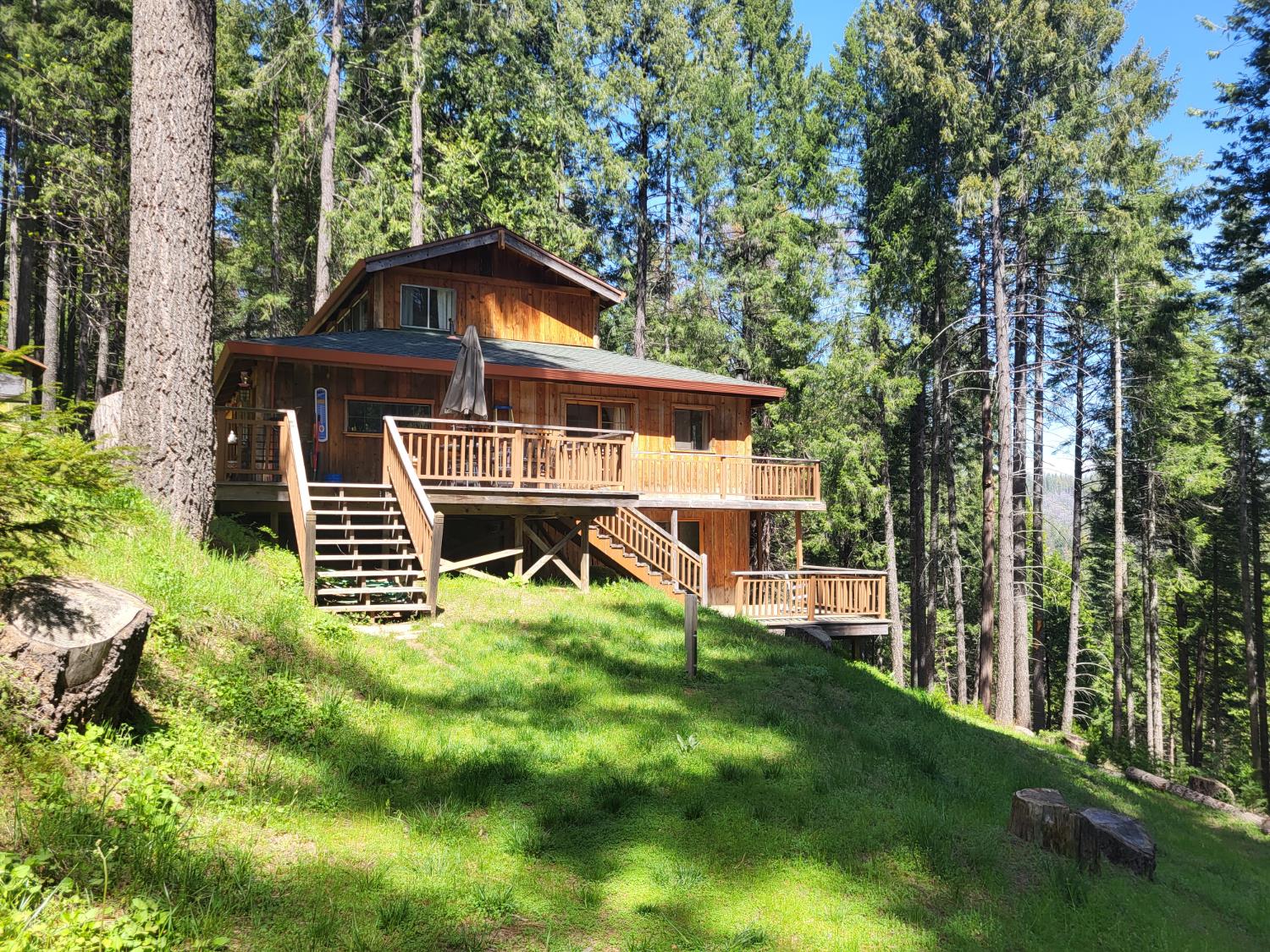 6105 Little Mountain Road Somerset, CA 95684 - Photo 2 of 21 rear view of property featuring stairway and a wooden deck