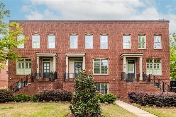 front view of a brick house