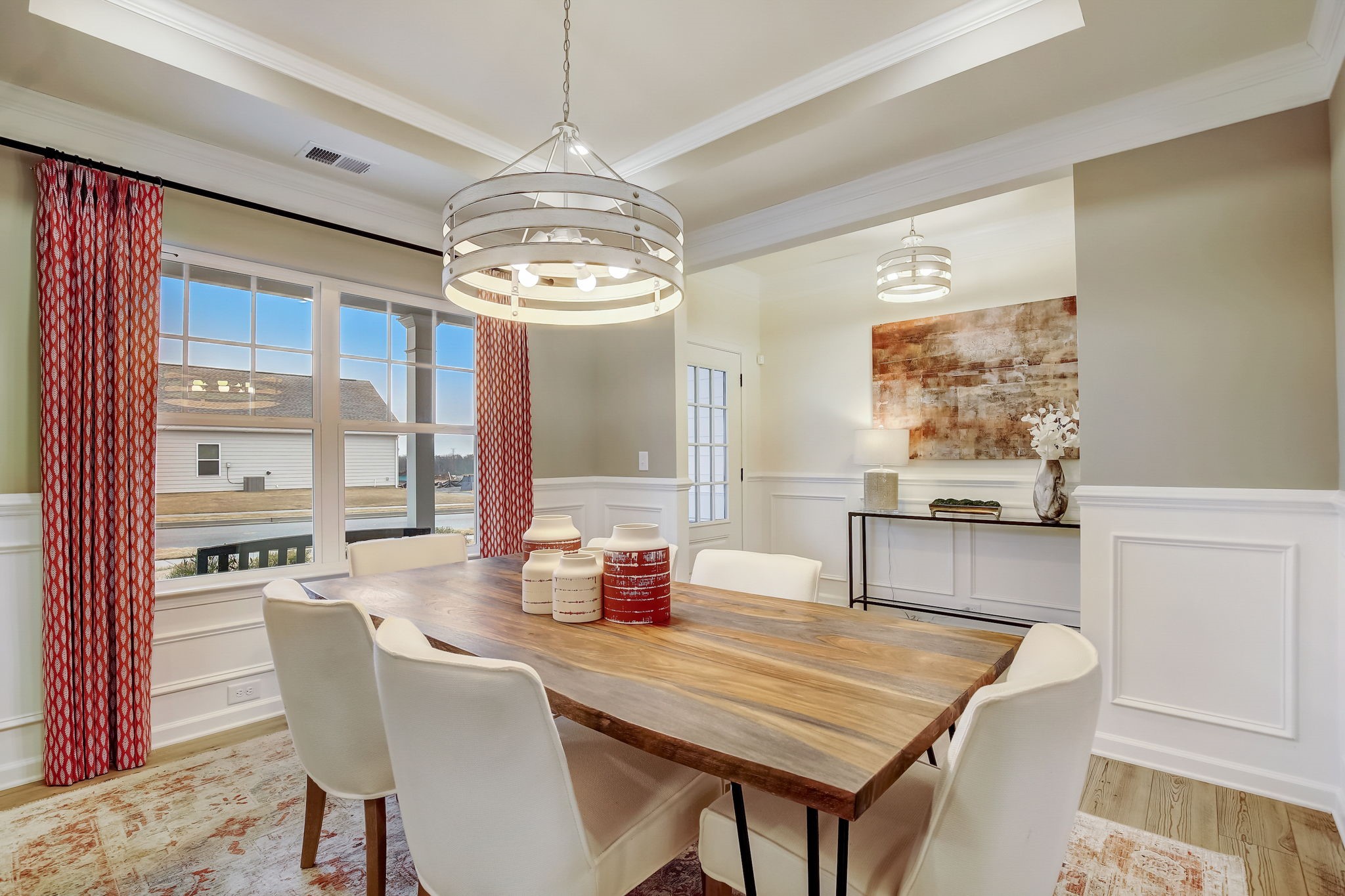 8139 Red Shiner Way Fulshear, TX 77441 - Photo 3 of 18 The Palmer- Dining Room with Tray Ceiling. The sample image is a staged model, to be used for illustrative purposes only. Upgrades, options, and colors will vary.