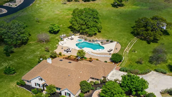 an aerial view of a house