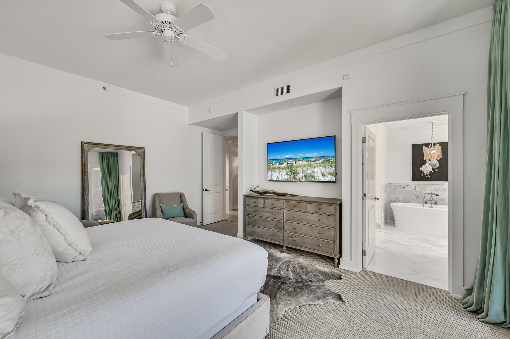 37 Compass Point Way South, Unit 108 Inlet Beach, FL 32461 - Photo 20 of 65 a bedroom with a bed and a view of bathroom